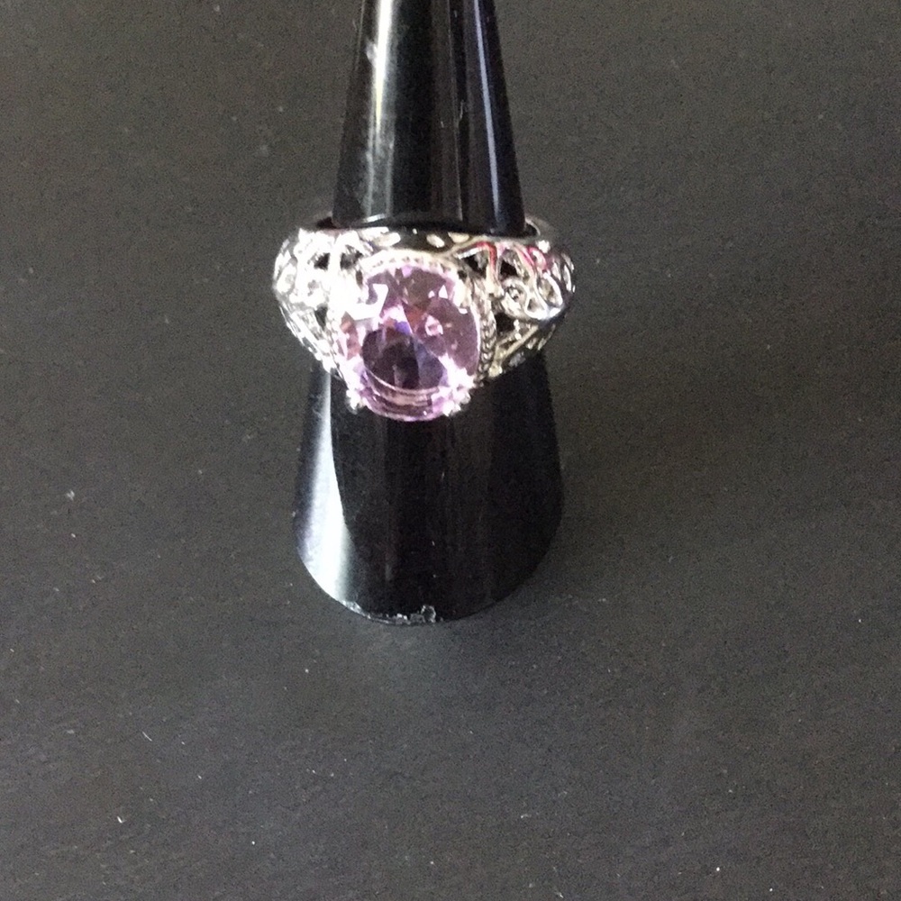 Sterling silver and pink sapphire ring